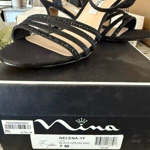 Nina Black Strappy Sandals